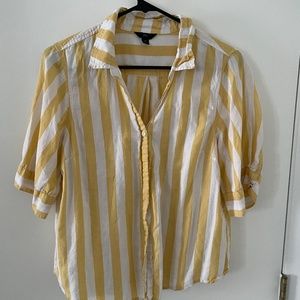 J. Crew Short Sleeve Wide Stripe Button Up Cotton Blouse